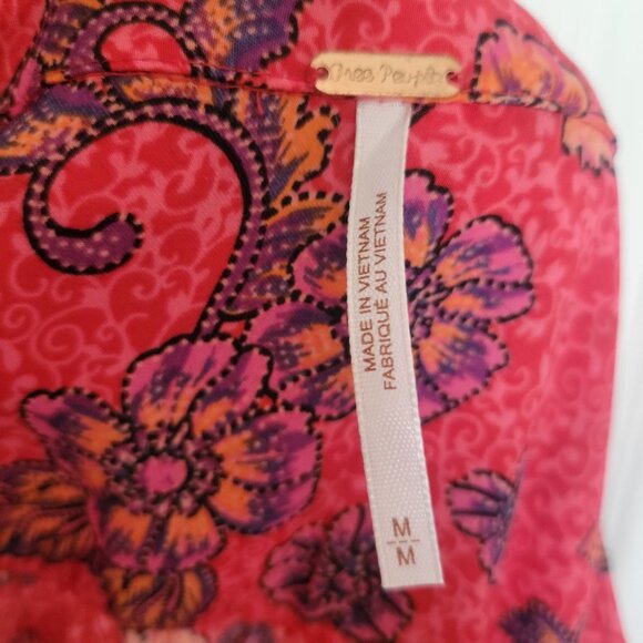 Free People I Got You Printed Top Ruby Combo  Bloomcore Festival Floral-M - Picture 9 of 10